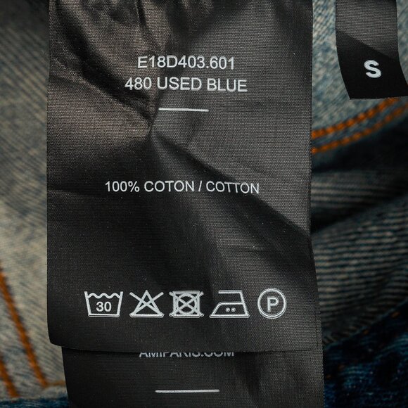 AMI "Used Blue" Weathered Patch-Pocket Denim Jacket - Picture 10 of 11